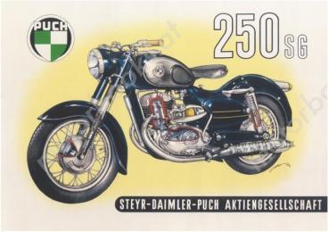 Poster Puch 250 SG (mit Sattel) Schnitt