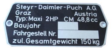 Typenschild Maxi 2HP