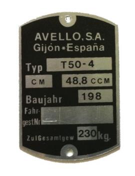 Typenschild Ranger T50-4