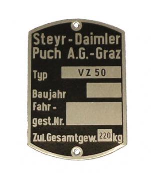Typenschild VZ 50