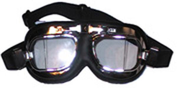 Motorradbrille, kantiges Glas, klar