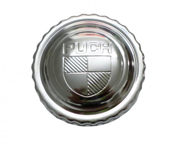 Tankdeckel, verchromt mit Puch Logo