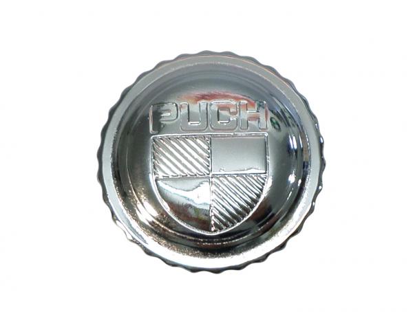 Tankdeckel, verchromt mit Puch Logo