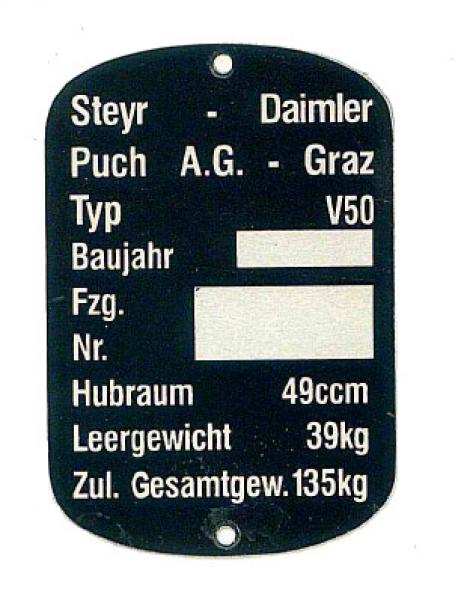 Typenschild V 50